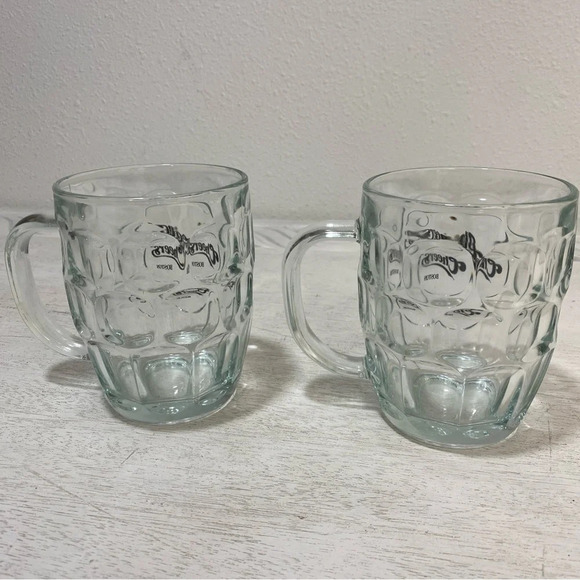 SET 2 Cheers Beer Mug Clear Dimpled Glass Stein 16oz. Boston - Picture 4 of 5